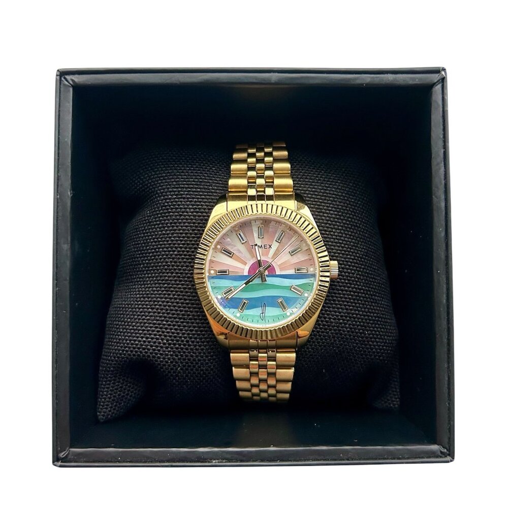 Timex x Jacquie Aiche Sunrise Watch – 36 mm Gold Mother-of-Pearl Mosaic Dial